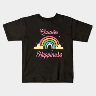 Choose Happiness Rainbow Blck Kids T-Shirt